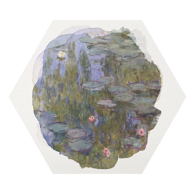 Wandbilder Floral Wasserfarben - Claude Monet - Seerosen (Nympheas)