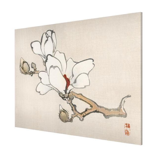 Wandbilder Floral Asiatische Vintage Zeichnung Weiße Magnolie