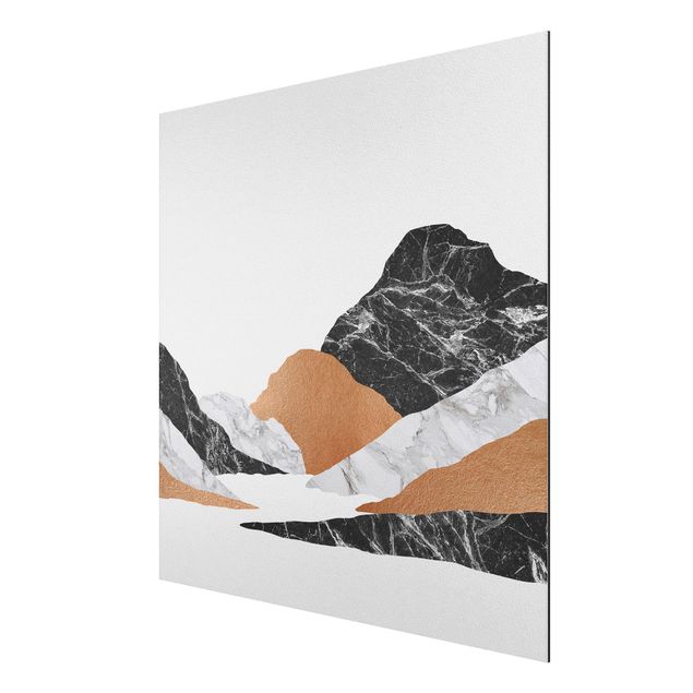 Wandbilder Landschaften Landschaft in Marmor und Kupfer II