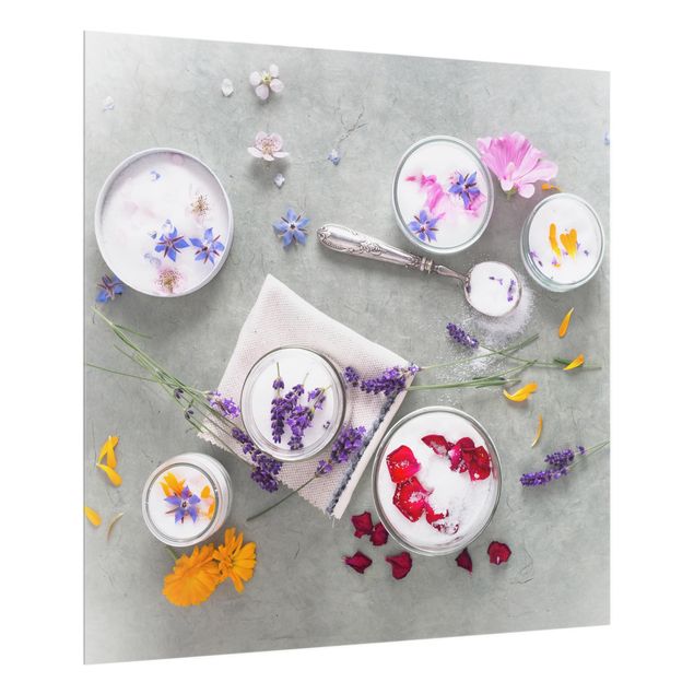 Küchenspiegel Glas Essbare Blüten mit Lavendelzucker