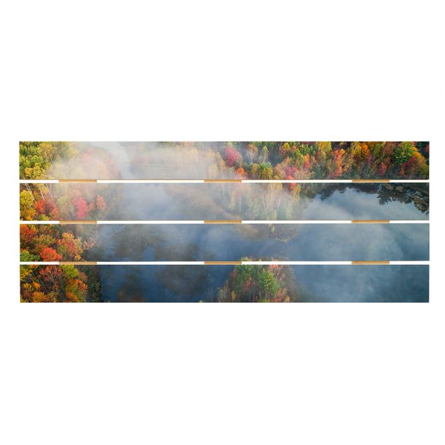 Bilder auf Holz Luftbild - Herbst Symphonie