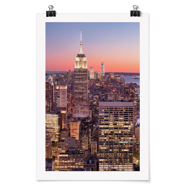 Poster Skyline Sonnenuntergang Manhattan New York City