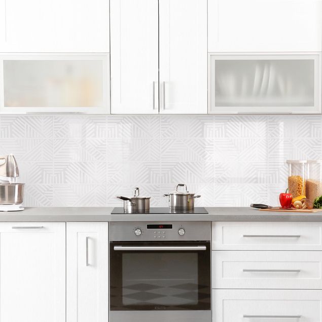 Küchenrückwand Folie Linienmuster Stempel in Weiß