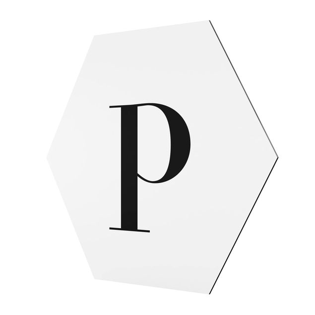 Hexagon Bilder Buchstabe Serif Weiß P