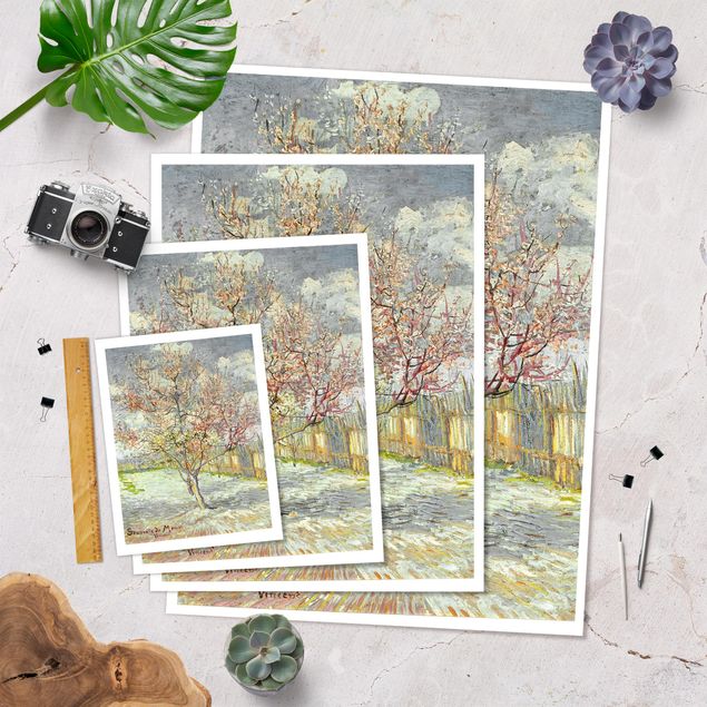 Poster Kunstdruck Vincent van Gogh - Blühende Pfirsichbäume