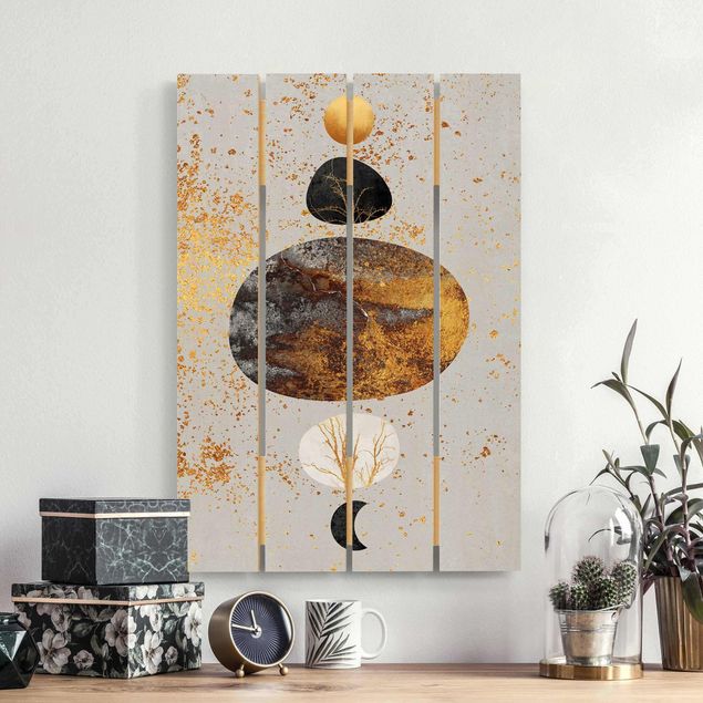 Küche Dekoration Sonne und Mond in Goldglanz