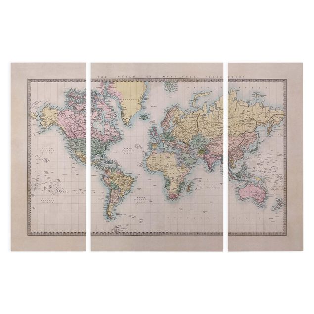 schöne Bilder Vintage Weltkarte um 1850