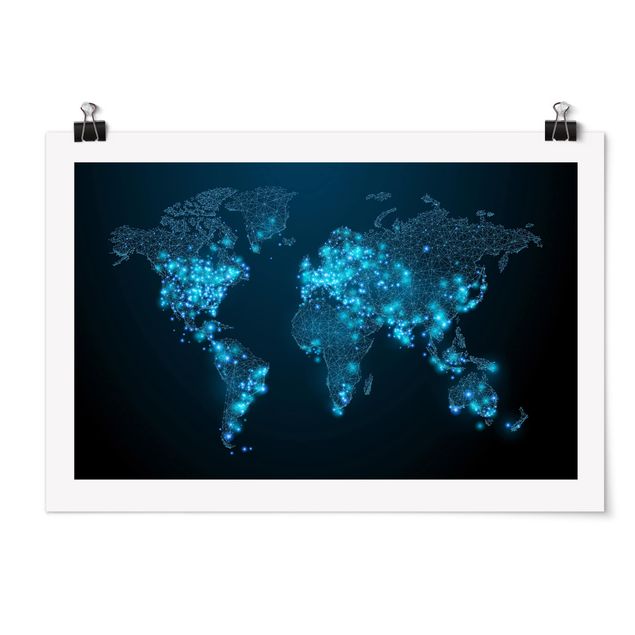 Wandbilder Modern Connected World Weltkarte