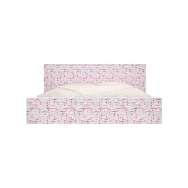 Möbelfolie für IKEA Malm Bett niedrig 140x200cm - Klebefolie Herz Muster