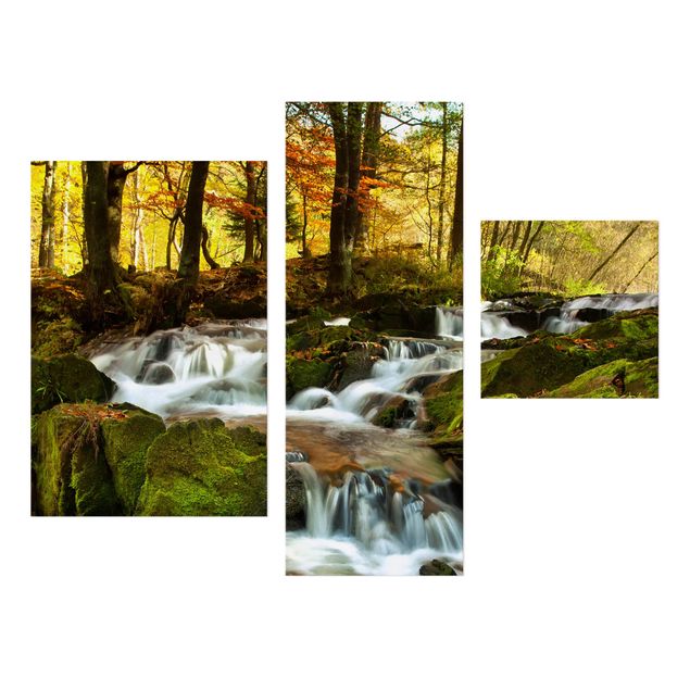 Wandbilder Berge Wasserfall herbstlicher Wald