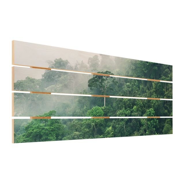 Holzbilder Dschungel im Nebel