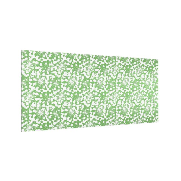 Glasrückwand Küche Natürliches Muster Pusteblume mit Punkten vor Grün