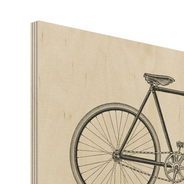 Holzbild - Vintage Schautafel Fahrräder - Querformat 2:3