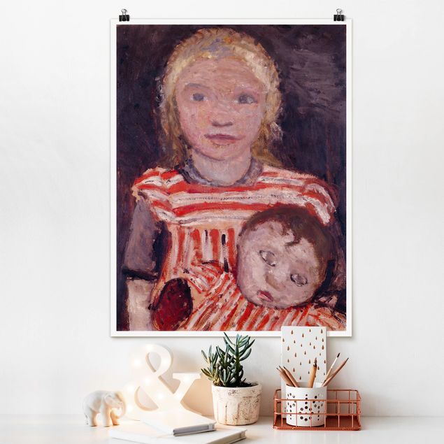 expressionistische Kunstdrucke Paula Modersohn-Becker - Mädchen mit Puppe