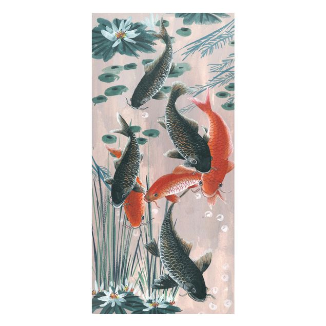 Wandbilder Fische Asiatische Malerei Kois im Teich II