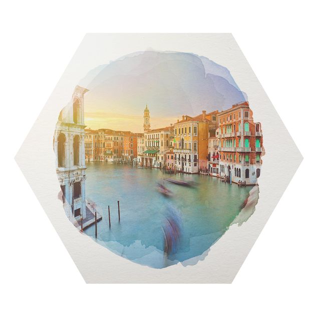 Rainer Mirau Kunstdrucke Wasserfarben - Canale Grande Blick von der Rialtobrücke Venedig