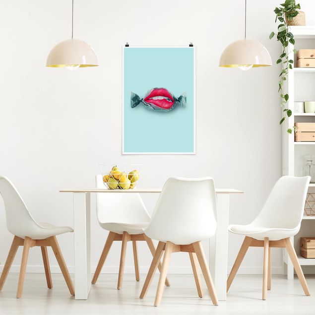 Kunstdrucke Poster Bonbon mit Lippen