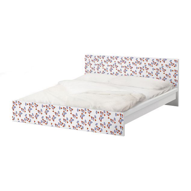 Möbelfolie für IKEA Malm Bett niedrig 180x200cm - Klebefolie Mille Fleurs Designmuster