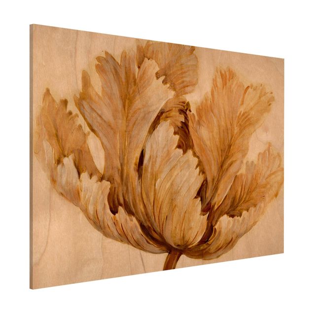 Wanddeko Küche Sepia Tulpe auf Holz