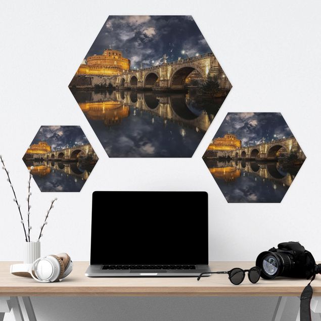 Hexagon Bild Alu-Dibond - Ponte Sant'Angelo in Rom