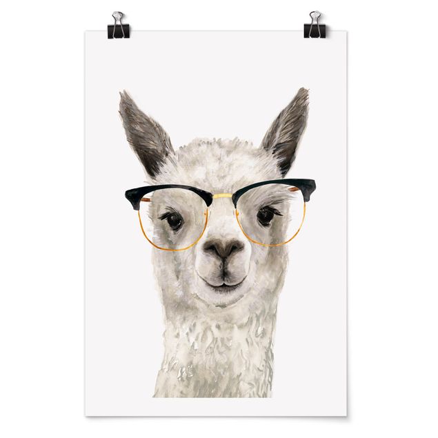 Wandbilder Modern Hippes Lama mit Brille I