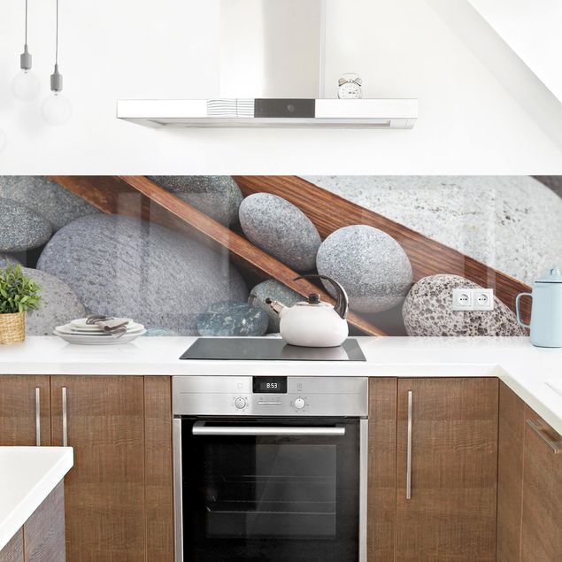 Spritzschutz Küche Glas Stillleben mit grauen Steinen