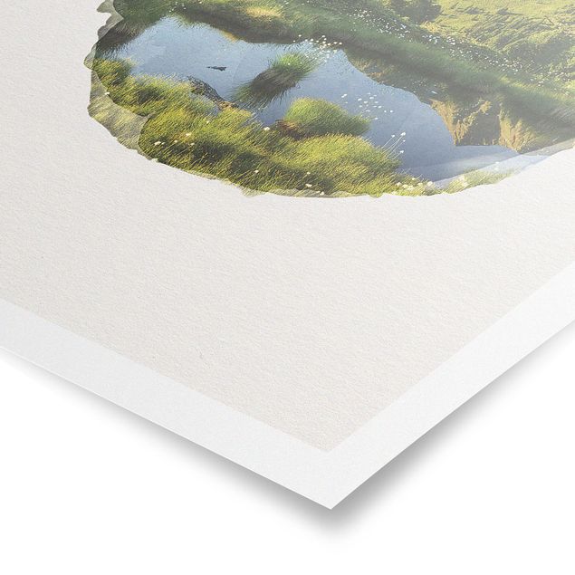 Natur Poster Wasserfarben - Blick vom Hirschbichl ins Defereggental