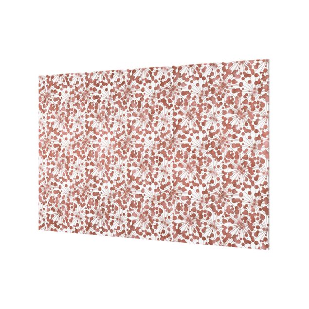 Spritzschutz Glas - Natürliches Muster Pusteblume mit Punkten Kupfer - Querformat 3:2