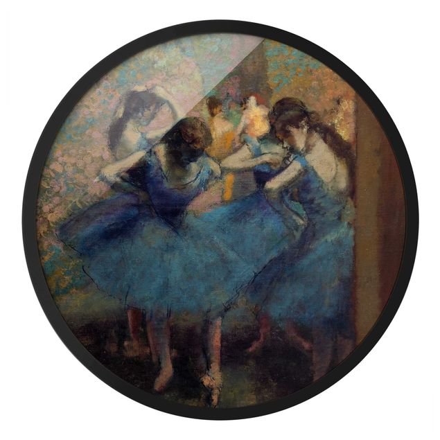 Gerahmte Bilder Rund Edgar Degas - Blaue Tänzerinnen
