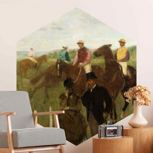 Pferde Tapete Edgar Degas - Jockeys auf Rennbahn