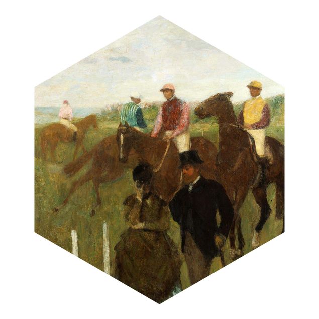 Tapete Hexagon Edgar Degas - Jockeys auf Rennbahn