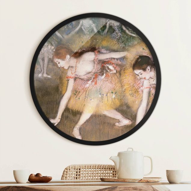 Rundes Gerahmtes Bild - Edgar Degas - Verbeugende Ballerinen