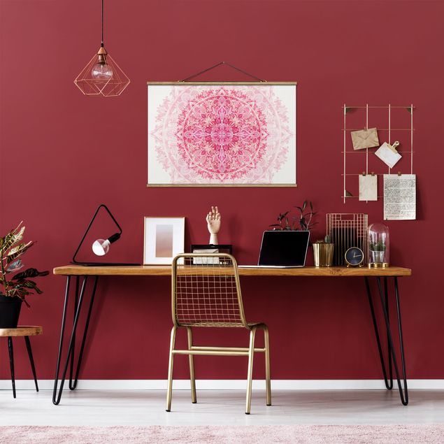 Wandbilder Muster Mandala Aquarell Ornament pink