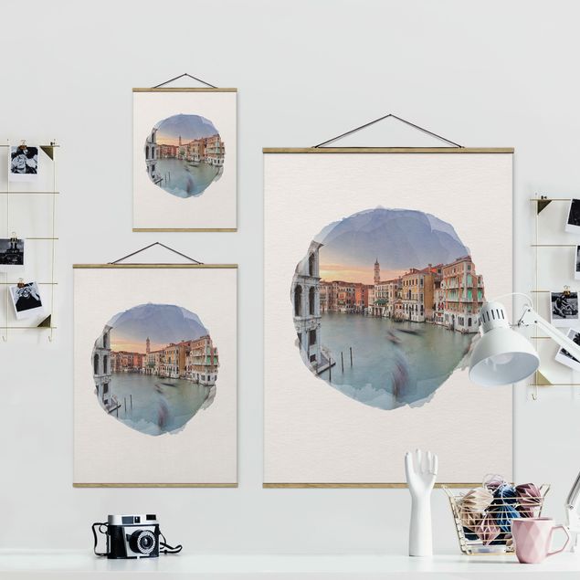 schöne Bilder Wasserfarben - Canale Grande Blick von der Rialtobrücke Venedig