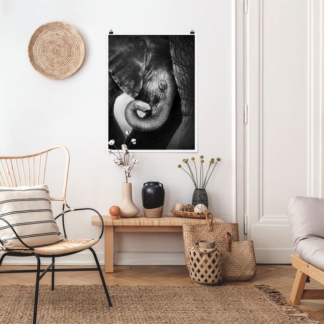 schwarz-weiß Poster Mutterliebe