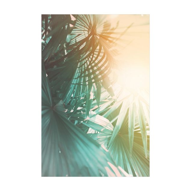 Teppich Dschungel Tropische Pflanzen Palmen bei Sonnenuntergang