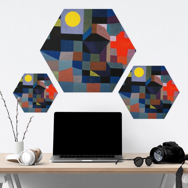 Bilder Hexagon Paul Klee - Feuer bei Vollmond
