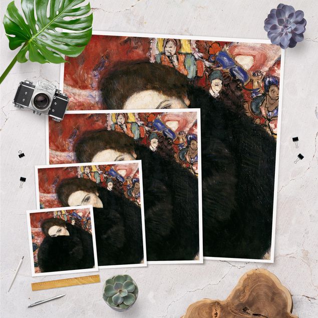 Wandbilder Schwarz Gustav Klimt - Dame mit Muff
