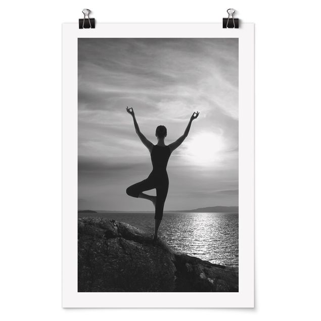 Poster schwarz-weiß Yoga schwarz weiss