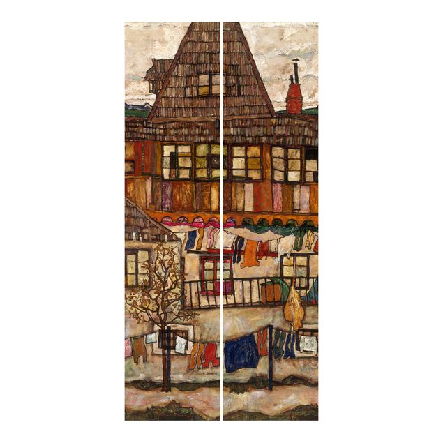 Kunststile Egon Schiele - Häuser mit trocknender Wäsche