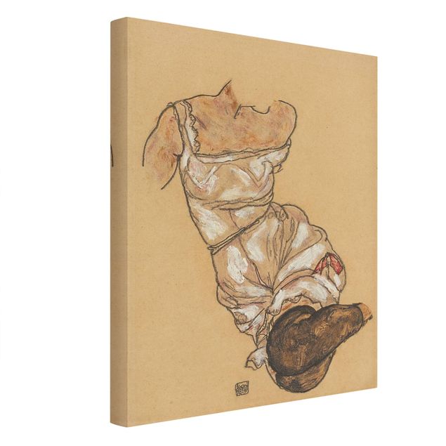 Leinwand Kunst Egon Schiele - Weiblicher Torso in Unterwäsche