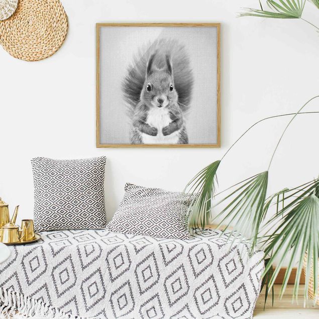 gerahmte Bilder schwarz-weiß Eichhörnchen Elisabeth Schwarz Weiß