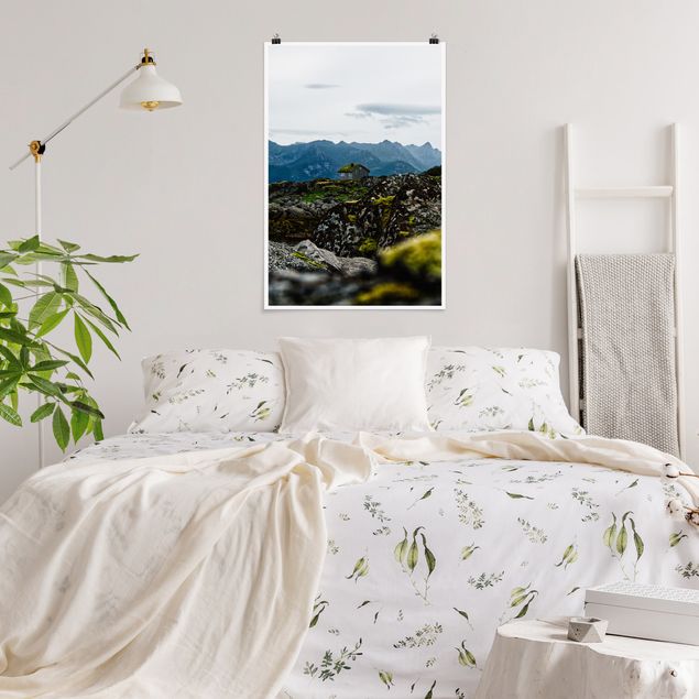 Wandbilder Berge Einsame Hütte in Norwegen