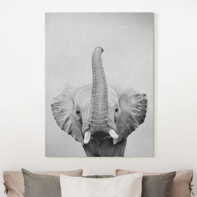Leinwandbild Elefant Elefant Ewald Schwarz Weiß