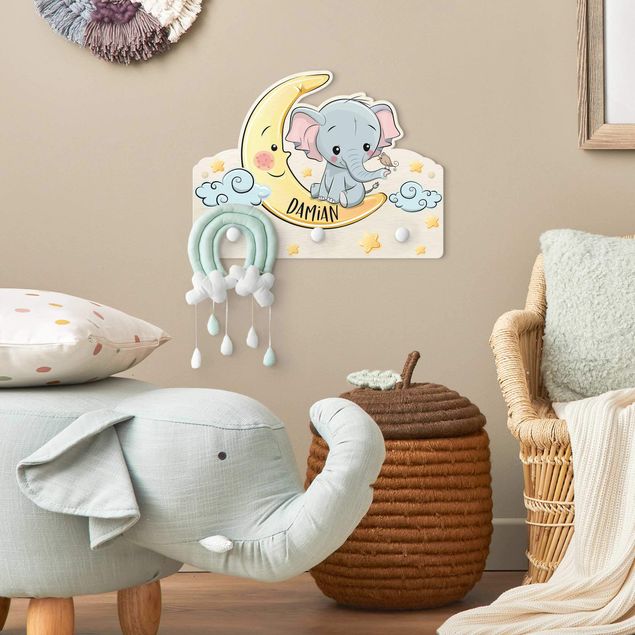 Garderobe Tiere Elefant Mond mit Wunschnamen