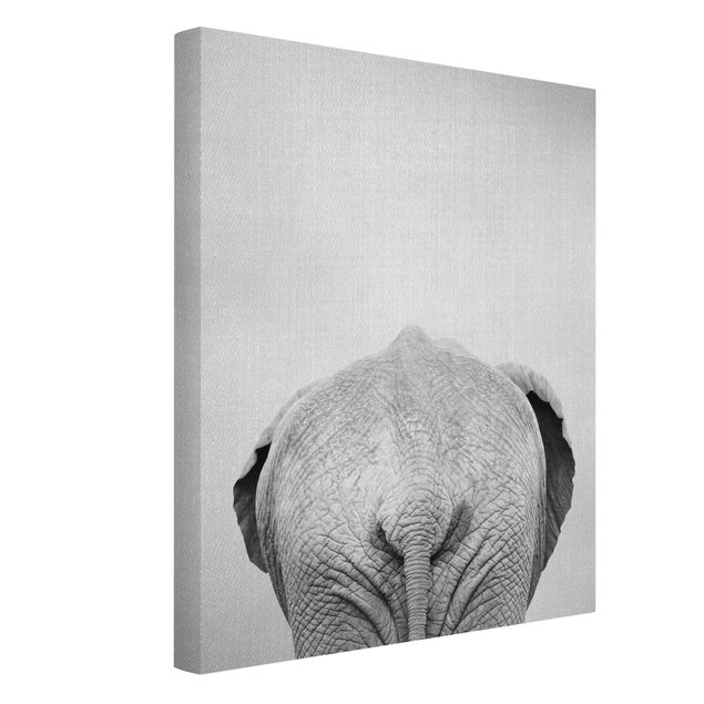 Leinwand schwarz-weiß Elefant von hinten Schwarz Weiß