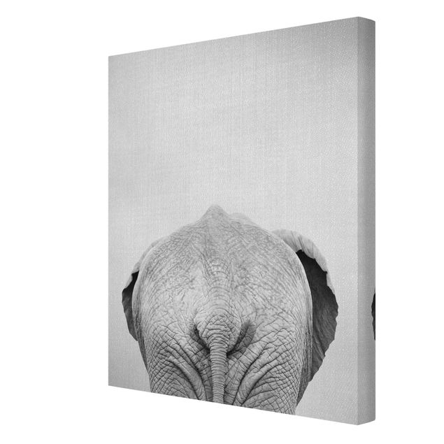 Wandbilder Modern Elefant von hinten Schwarz Weiß