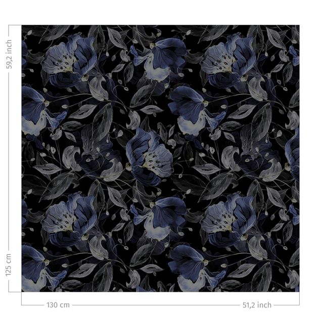 Vorhänge Muster Elegantes Blumenmuster Dunkel