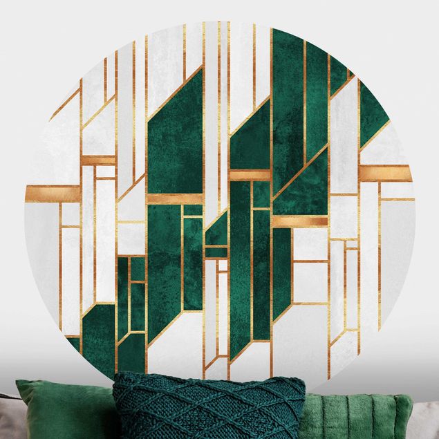 Wanddeko Küche Emerald und Gold Geometrie