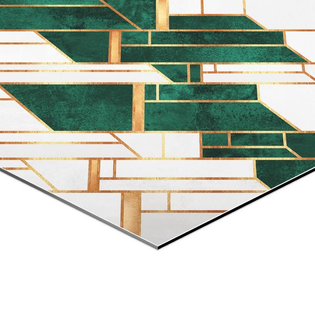 Wandbilder Emerald und Gold Geometrie